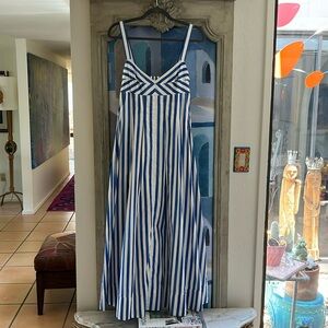 La Ligne Blue + white striped maxi dress.